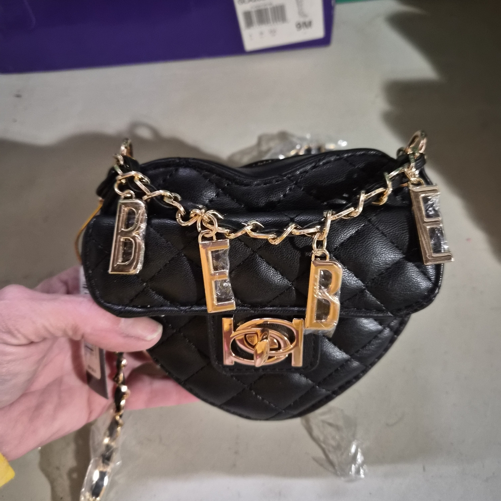 BEBE Black Quilted Heart Bag